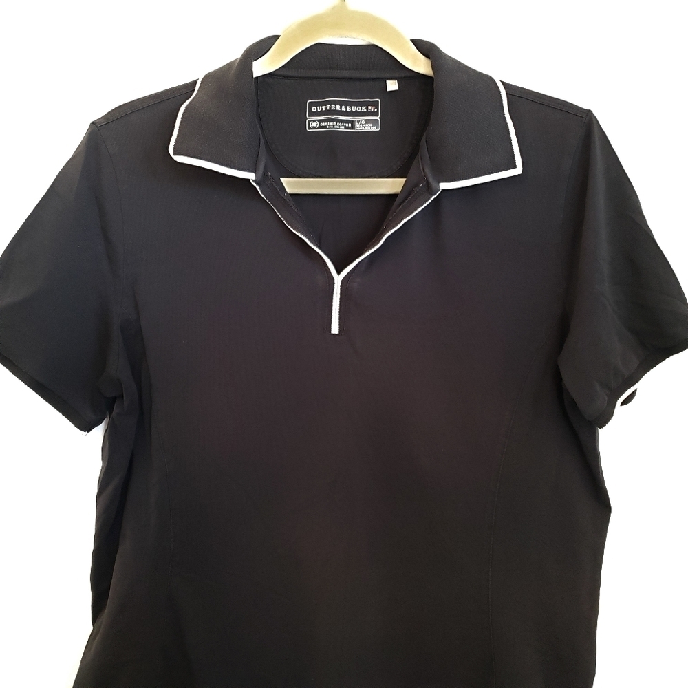 Cutter & Buck Polo Shirt L Large Black Short Sleeve - Picture 2 of 5
